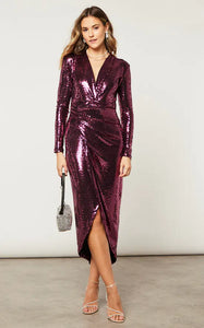 Sequin Pink Wrap Dress - Isabella Paige’s Boutique 