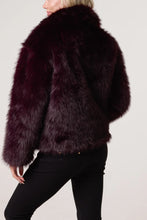 Load image into Gallery viewer, FAUX FUR CROPPED COAT (Burgundy)