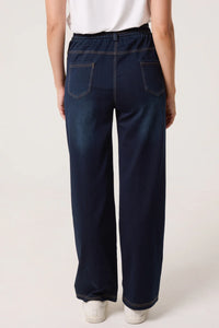 HEART ELASTIC STRING WIDE LEG JEANS