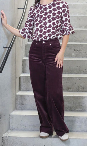 Rant & Rave Jacinda Wide Leg Cord Plum