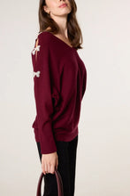 Load image into Gallery viewer, PEARL BOW CUT OUT SLEEVE JUMPER