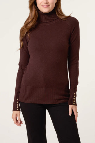 ROLL NECK BUTTON CUFF JUMPER