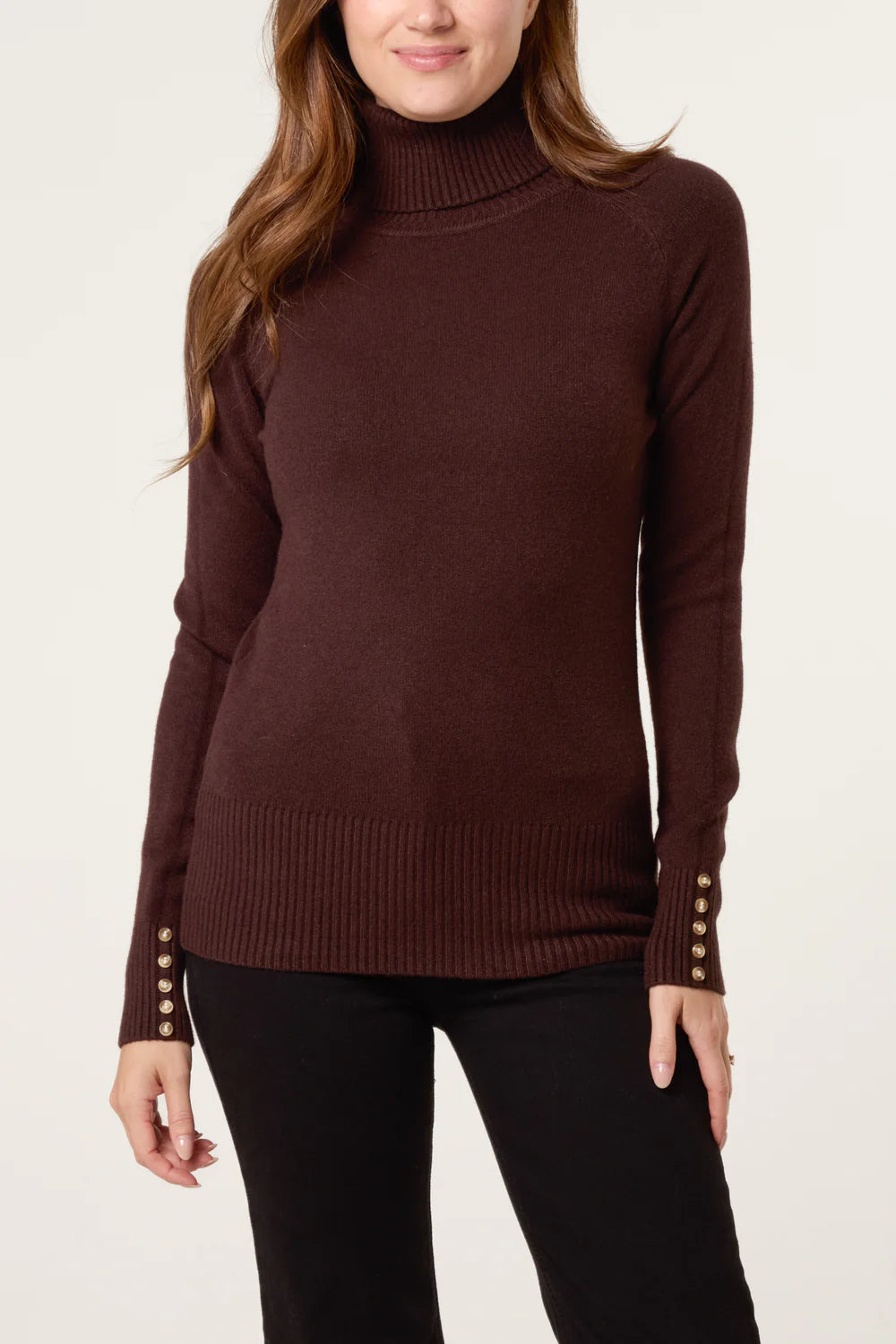 ROLL NECK BUTTON CUFF JUMPER