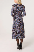 Load image into Gallery viewer, FLORAL V WRAP LONG SLEEVE STRETCH DRESS