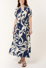 Load image into Gallery viewer, ABSTRACT FLORAL BUTTON &amp; TIERED MIDI DRESS