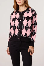 Load image into Gallery viewer, DIAMANTE ARGYLE-PATTERNED KNIT CARDIGAN