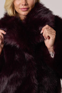 FAUX FUR CROPPED COAT (Burgundy)