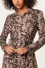 Load image into Gallery viewer, ANIMAL PRINT BELTED SHIRT DRESS