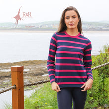 Load image into Gallery viewer, Relax &amp; Renew Demelza Women’s L/S Tee Navy / Cerise
