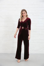 Load image into Gallery viewer, Velvet jumpsuit in Burgundy