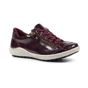 Burgundy trainer patent