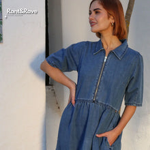 Load image into Gallery viewer, Rant and Rave Jade Denim Dress Mid Blue - Isabella Paige’s Boutique 