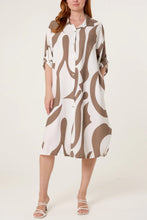 Load image into Gallery viewer, ABSTRACT PRINT BUTTON UP MIDI DRESS - Isabella Paige’s Boutique 