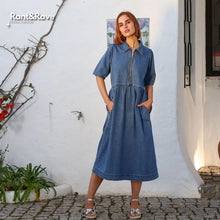 Load image into Gallery viewer, Rant and Rave Jade Denim Dress Mid Blue - Isabella Paige’s Boutique 