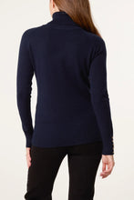 Load image into Gallery viewer, ROLL NECK BUTTON CUFF JUMPER navy