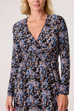 Load image into Gallery viewer, FLORAL V WRAP LONG SLEEVE STRETCH DRESS