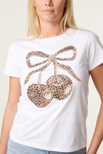 Load image into Gallery viewer, EMBELLISHED ANIMAL PRINT CHERRY T-SHIRT - Isabella Paige’s Boutique 