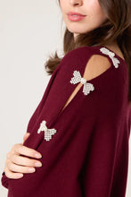 Load image into Gallery viewer, PEARL BOW CUT OUT SLEEVE JUMPER