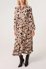 Load image into Gallery viewer, BORDER &amp; LEAF PRINT SHIRT STRETCH DRESS