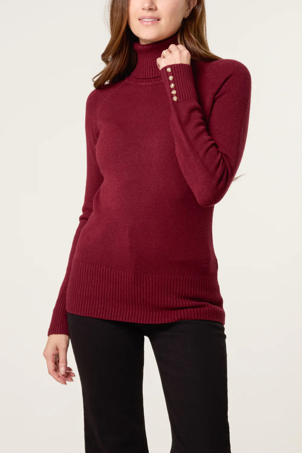 ROLL NECK BUTTON CUFF JUMPER