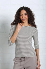 Load image into Gallery viewer, Relax &amp; Renew Paloma Stripe Tee Chocolate Brown