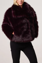 Load image into Gallery viewer, FAUX FUR CROPPED COAT (Burgundy)