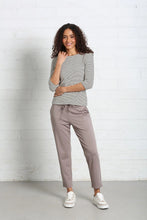 Load image into Gallery viewer, Relax &amp; Renew Paloma Stripe Tee Chocolate Brown