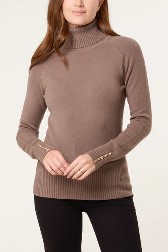 ROLL NECK BUTTON CUFF JUMPER