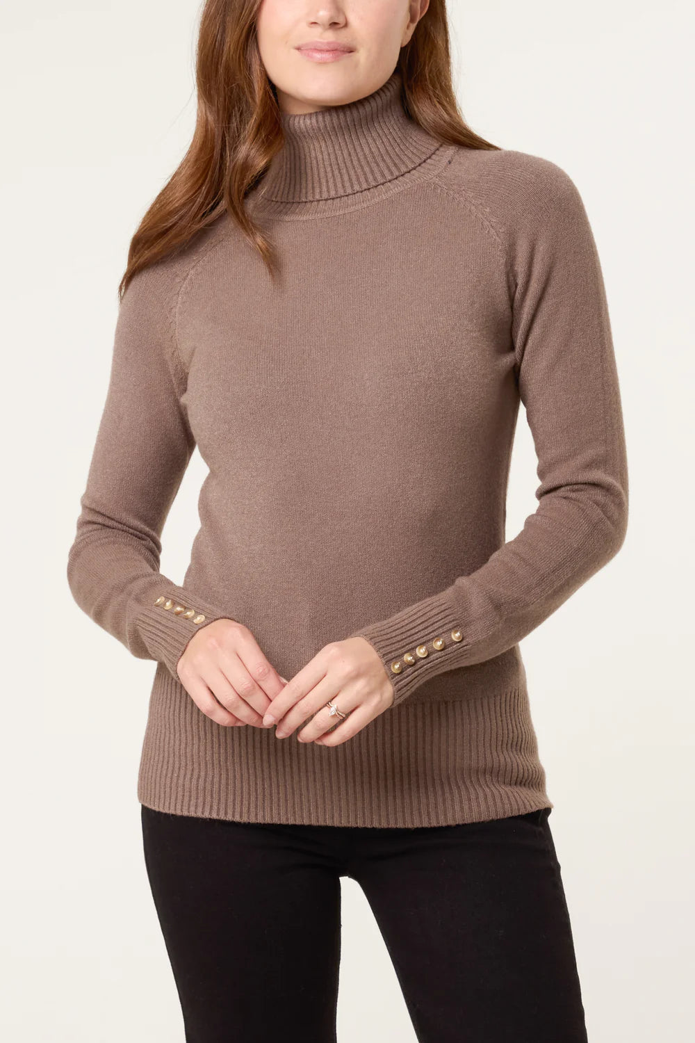 ROLL NECK BUTTON CUFF JUMPER