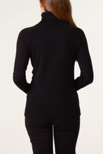 Load image into Gallery viewer, ROLL NECK BUTTON CUFF JUMPER black