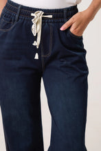 Load image into Gallery viewer, HEART ELASTIC STRING WIDE LEG JEANS