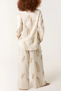 Embroidered leaf shirt and trousers