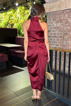 Load image into Gallery viewer, Wine Halter Neck Dress