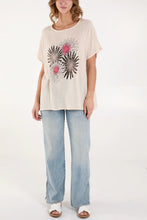 Load image into Gallery viewer, Round neck floral diamanté top
