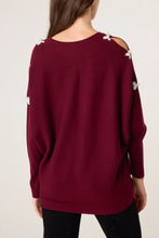 Load image into Gallery viewer, PEARL BOW CUT OUT SLEEVE JUMPER