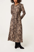 Load image into Gallery viewer, ANIMAL PRINT BELTED SHIRT DRESS