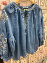 Load image into Gallery viewer, Embroidered denim style shirt - Isabella Paige’s Boutique 