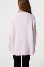 Load image into Gallery viewer, LACE TRIM FLUFFY KNIT V-NECK JUMPER