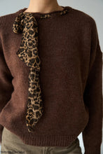 Load image into Gallery viewer, Leopard print scarf detail on chocolate knit
