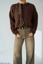 Load image into Gallery viewer, Leopard print scarf detail on chocolate knit